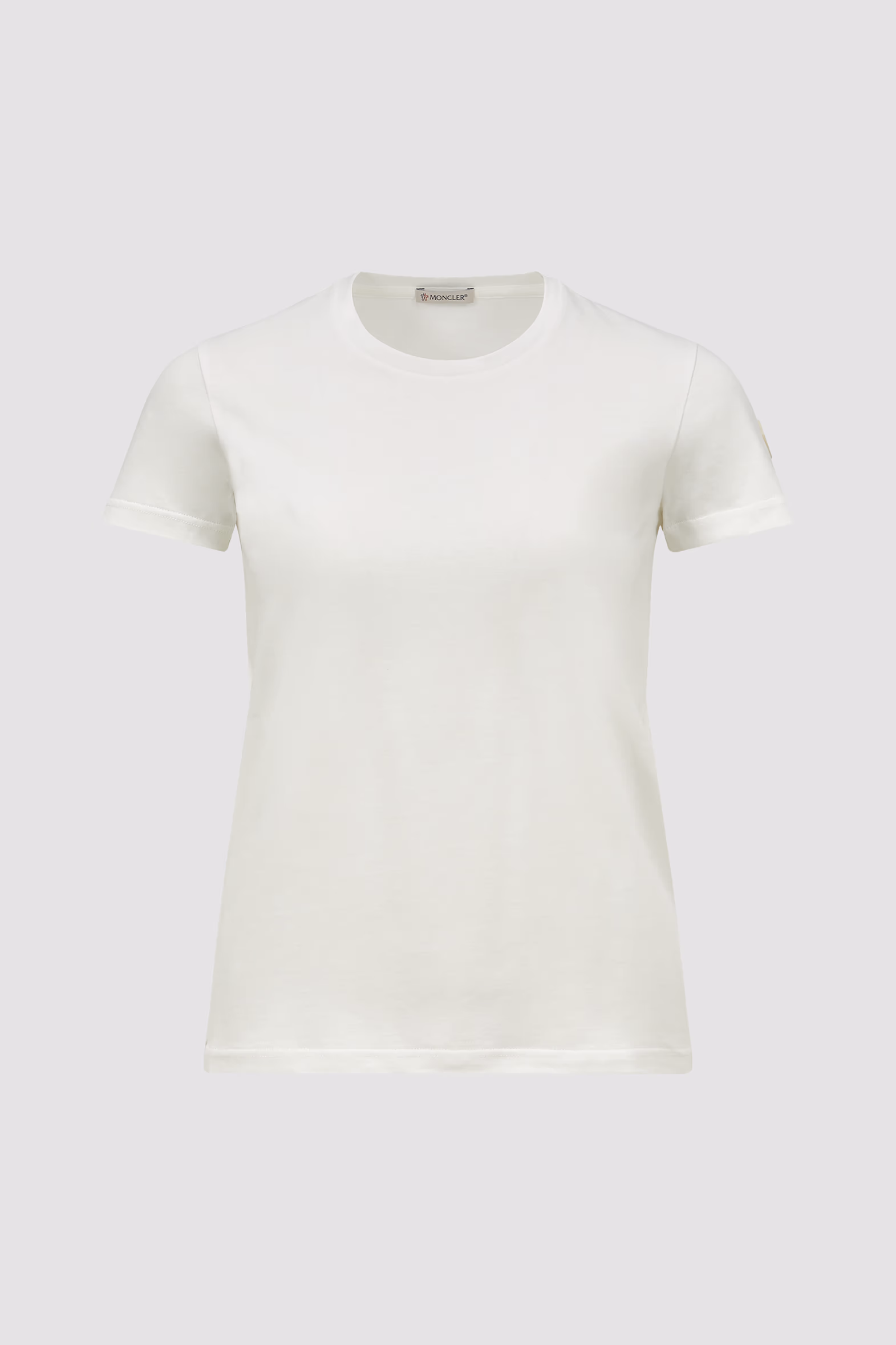 Camiseta de jersey de algodón con parche con logotipo Mujer Blanco Roto Moncler 2
